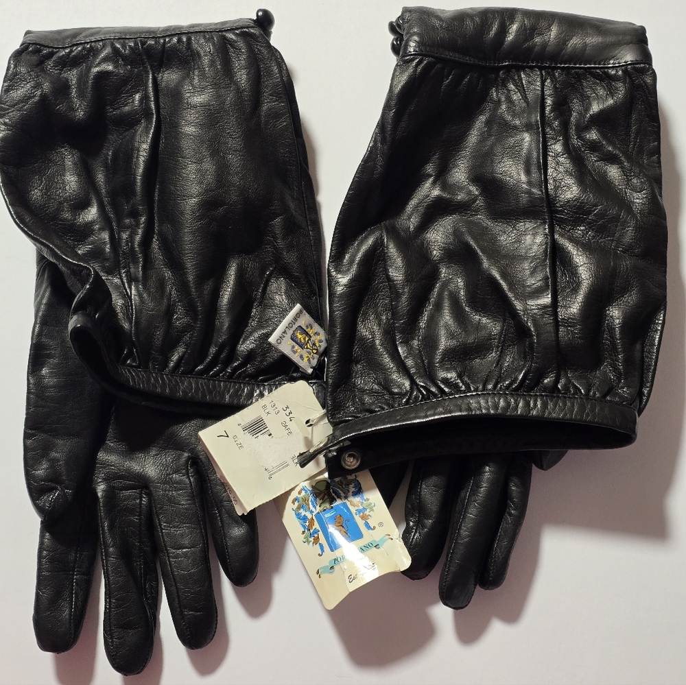 Long Black Leather Opera Gloves
